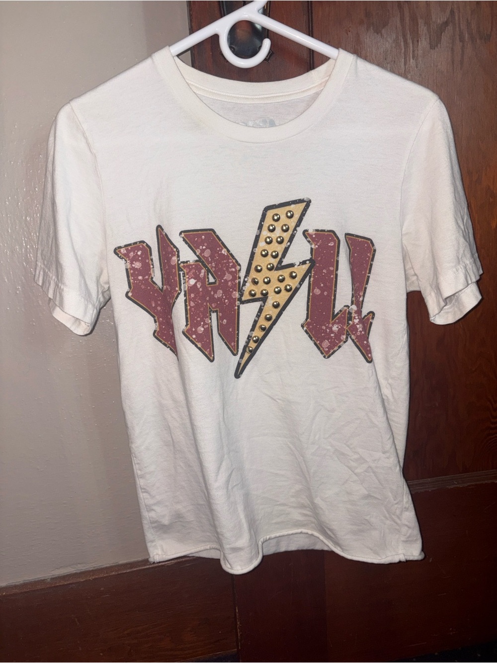 White Graphic Lightning Bolt Tee - Womens size Small